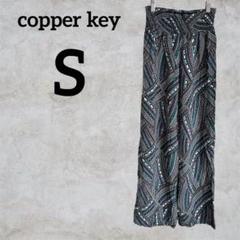 copper key【S】レーヨンパンツ 幾何学模様 ワイドパンツ ウエストゴム