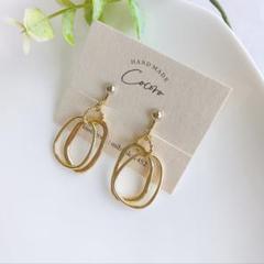 ダブル不規則フープのイヤリング ピアス*ハンドメイド