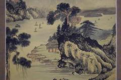 真作/藤田秋琴/山水人物図/布袋屋掛軸HB-7 真作/藤田秋琴/山水人物図/布袋屋掛軸HB-7
