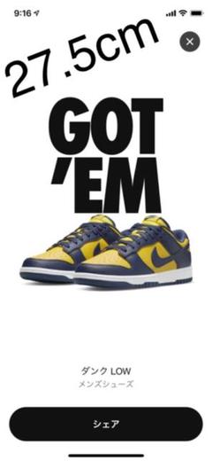 NIKE DUNKLOW ナイキ ダンクロウ27.5 Varsity Maize
