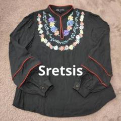 Sretsis スレトシス　刺繍ブラウス　シャツ　黒　M