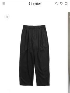 【未使用】コルニエ Super130's ウールスラックス チャコール S Super130's WORSTED WOOL LIGHT GABARDINE SLACKS｜BLACK – Cornier