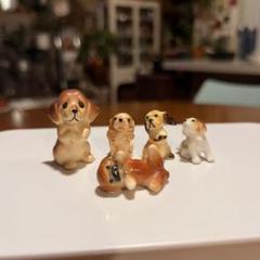 ミニチュア犬の置物陶器5体セット