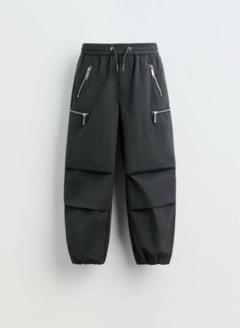 メゾンスペシャルジップ付きサテン系ブラックカーゴワイドパンツ☆36 item353122363301-1-2.jpg