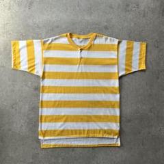 70s80s ヴィンテージtシャツ USA製 ボーダー/ヘンリーネック XL相当