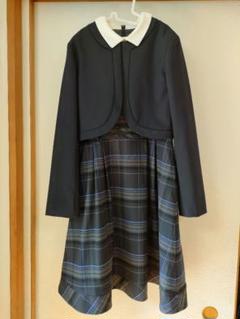 【美品】ポンポネットジュニア　ジャケット　ワンピース サキソニ‐ウール白襟ワンピース（シャツワンピース）｜pom