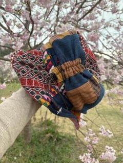 ハンドメイド刺繍生地×手織り生地のドロストハット