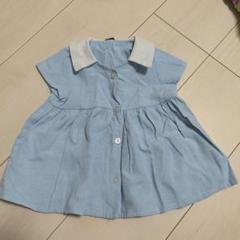 水色 シャツドレス 70cm