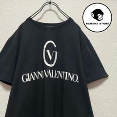 90's ジャンニバレンチノ ロゴTシャツ 発泡プリント ブラック レアデザイン