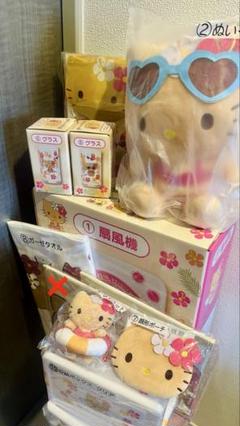 サンリオ 当たりくじ 日焼けハローキティー 扇風機 ぬいぐるみ 11点セット サンリオ 当たりくじ 日焼けハローキティー 扇風機 ぬいぐるみ