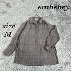 embebey (L) トップス チェック柄 シャツ ポロシャツ スキッパー