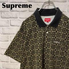 【激レア❗】『SUPREME』幾何学文様総柄ポロシャツ ロゴ刺繍 激レア❗】『SUPREME』幾何学文様総柄ポロシャツ ロゴ刺繍