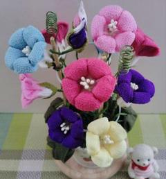 朝顔　あさがお　アサガオ　季節の花　 つまみ細工　ちりめん細工　小④
