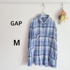 ギャップ　Gap　ネルシャツ　Ｍ　長袖　ブルー系　胸ポケット