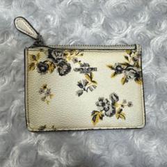 COACH コーチ パスケース ウォレット 小銭入れ キーリング 花柄 イエロー
