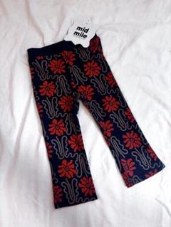 【新品/未使用】mid mile むくぞー花柄　キッズパンツ ネイビー