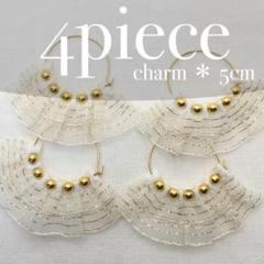 FE11【チャーム】フープリボン ホワイト 5cm 4個