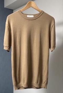 美品　ムーンキャッスル　アイスコットン　半袖ニット　ベージュ　サイズＬ 美品 ムーンキャッスル アイスコットン 半袖ニット ベージュ