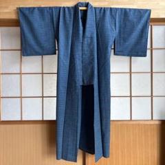小紋 正絹 ストライプ 可愛い花 広袷 袷 着物 K-9784