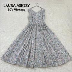 【希少】80's　ローラアシュレイ タック　レース　ロングワンピース　ブラック 希少】80's ローラアシュレイ タック レース ロングワンピース