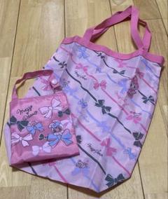 メゾピアノ リボン柄エコバッグ 美品 マチ付き
