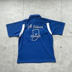 70s ヒルトン　ボーリングシャツ　XL アメリカ製　青　チェーンステッチ