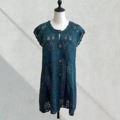 2296 【チャミー】シルクチュニック　ニット　重ね着　フレンチスリーブ　LL