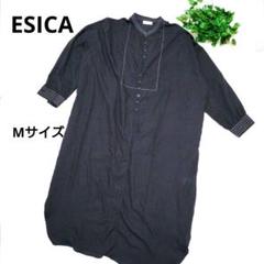 ESICA エシカ 黒 ロングシャツワンピース 長袖 Mサイズ シンプル