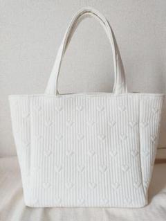 RKS.様 ポリエステルハート刺繍ヌビバッグ ハンドメイド☆ポリエステルハート刺繍ヌビバッグ M ホワイト