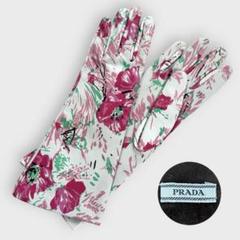 mom様 プラダ 花柄 レザー グローブ 革手袋 ホワイト ピンク mom様 プラダ 花柄 レザー グローブ 革手袋 ホワイト ピンク