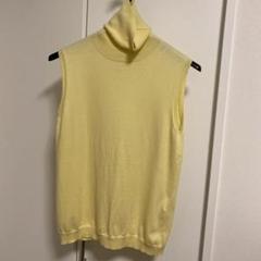 極美品 セオリーリュクス アラン柄 タートルネック ニットプルオーバー イエロー 極美品 セオリーリュクス アラン柄 タートルネック ニットプル