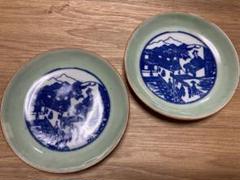 【希少】アンティーク 印判皿 明治時代 【７枚セット】藍色【美品】 明治時代頃の柔らかなブルー大皿