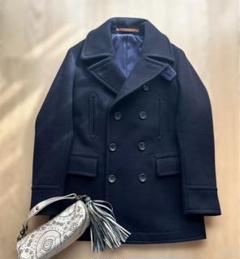 美品　サイベーシックス　カシミヤ混メルトンPコート　肉厚　濃紺　40 美品 サイベーシックス カシミヤ混メルトンPコート 肉厚 濃紺 40