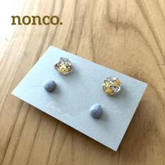 きらきらレジンピアス　2ペア ハンドメイド　オレンジ×グレー