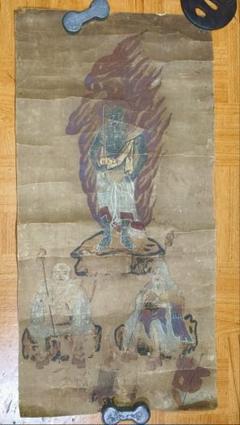古美術中国石刻崖の上の松骨董品