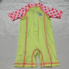 ベビー水着 黄緑色 ピンクハート 2T