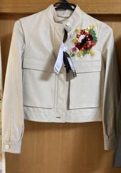 ESCADA エスカーダラムレザーフリル襟ジャケット34 美品