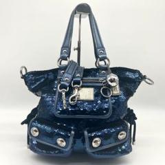 大人気新品  激レア✨コーチ スパンコール ブルー トートバッグ 2way ポピー バッグ