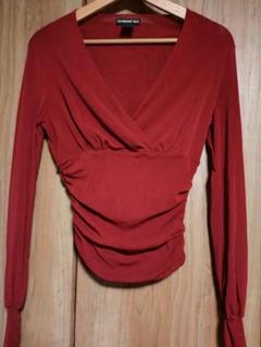 ヴィヴィアンタムの素敵な赤　ブラウス兼羽織りにもなる未使用品（1497） RED DRAGON EMBROIDERY ON STRETCH NETTING ブラウス｜VIVIENNE