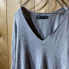 ss4664 ZARA ザラ Vネック ニット セーター グレー L