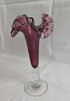 （未使用） 華硝 紫色 花瓶 織波 花縁花器 | 北一硝子 まごころお届け便