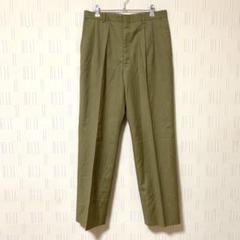 【日本製】メンズ　センタープレスパンツ　スラックス　オリーブ色　サイズ82 M