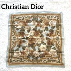 クリスチャンディオール　シルク　大判ストール　光沢あり　茶色　ペイズリー Christian Dior(クリスチャンディオール) / ストール/シルク/総