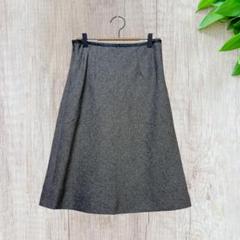コムサイズム　膝丈 Aライン スカート (F) グレー オフカジ