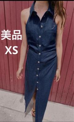 【美品】ZARA ザラ　フィット リネン シャツワンピース