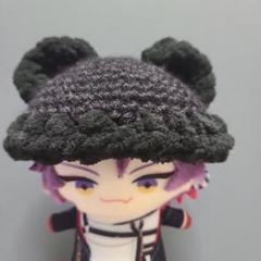 耳付き黒帽子のあみぐるみ