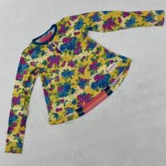 pieni kukka 長袖Tシャツ 花柄 ボタン付き 切り替えデザイン 150