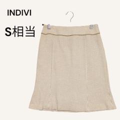 【美品】インディヴィ 千鳥格子柄タイトスカート 膝丈 S相当 ワールド 日本製