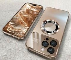 iPhone15Pro チタン風ガラスケース 2.5m耐衝撃+カメラ全面ガード