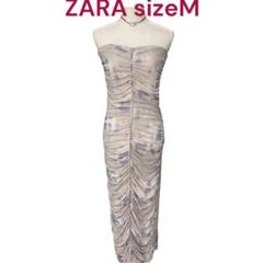 美品　ZARA 美形　ジャーリング　チュール　ロング　ベア　ワンピース　M、9号